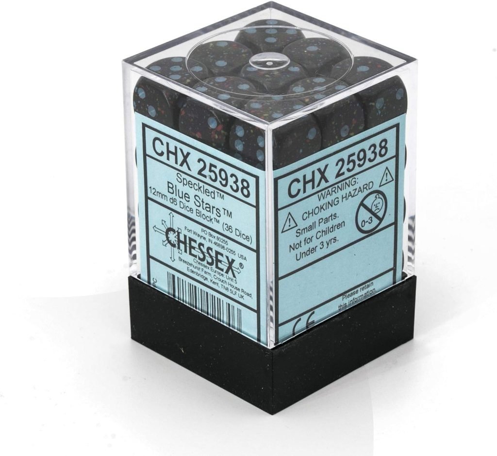 chessex! d6 12mm σετ ζάρια σε block blue stars
