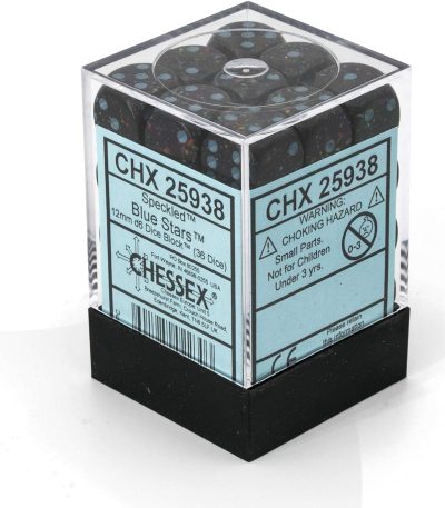 chessex! d6 12mm σετ ζάρια σε block blue stars