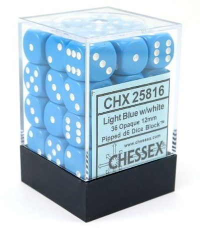 chessex! d6 12mm σετ ζάρια σε block light blue&white