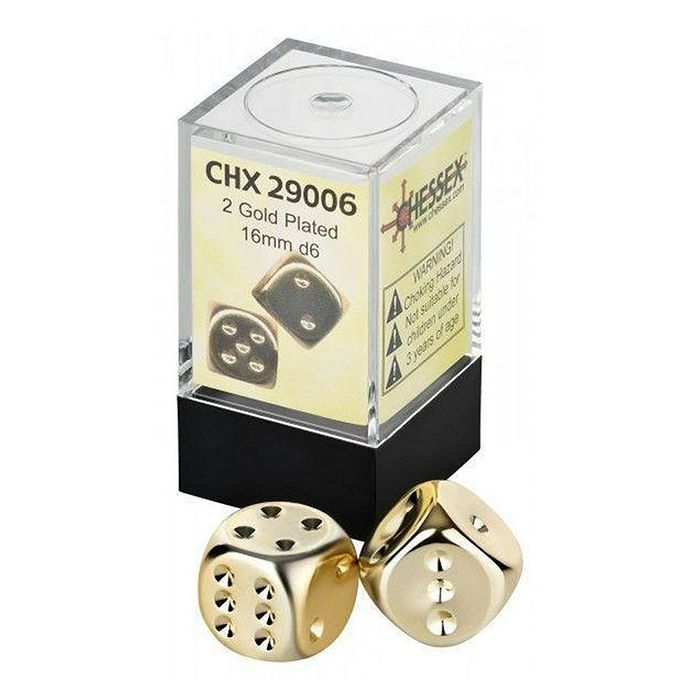 chessex! d6 16mm σεt ζάρια gold plated