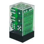 chessex! d6 16mm σετ ζάρια σε block green&white