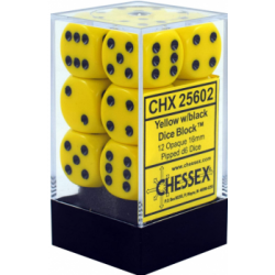 chessex! d6 16mm σετ ζάρια σε block yellow&black