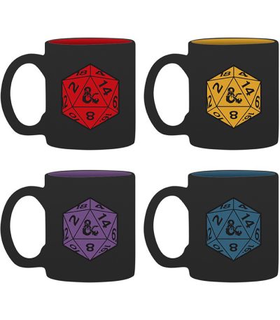 dungeon & dragons! set 4 espresso mugs d20