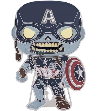 funko pop! pin what if zombie captain america #21 (glows in the dark)