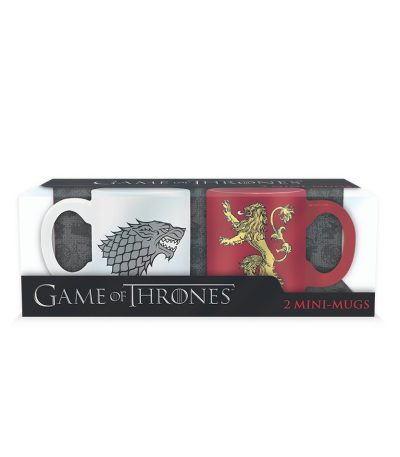 game of thrones! set 2 espresso mugs stark & lannister