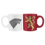 game of thrones! set 2 espresso mugs stark & lannister