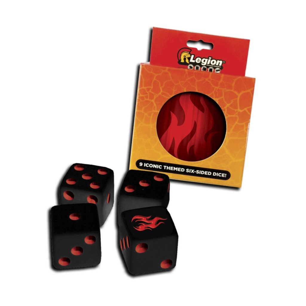 legion! six sided dice set with tin