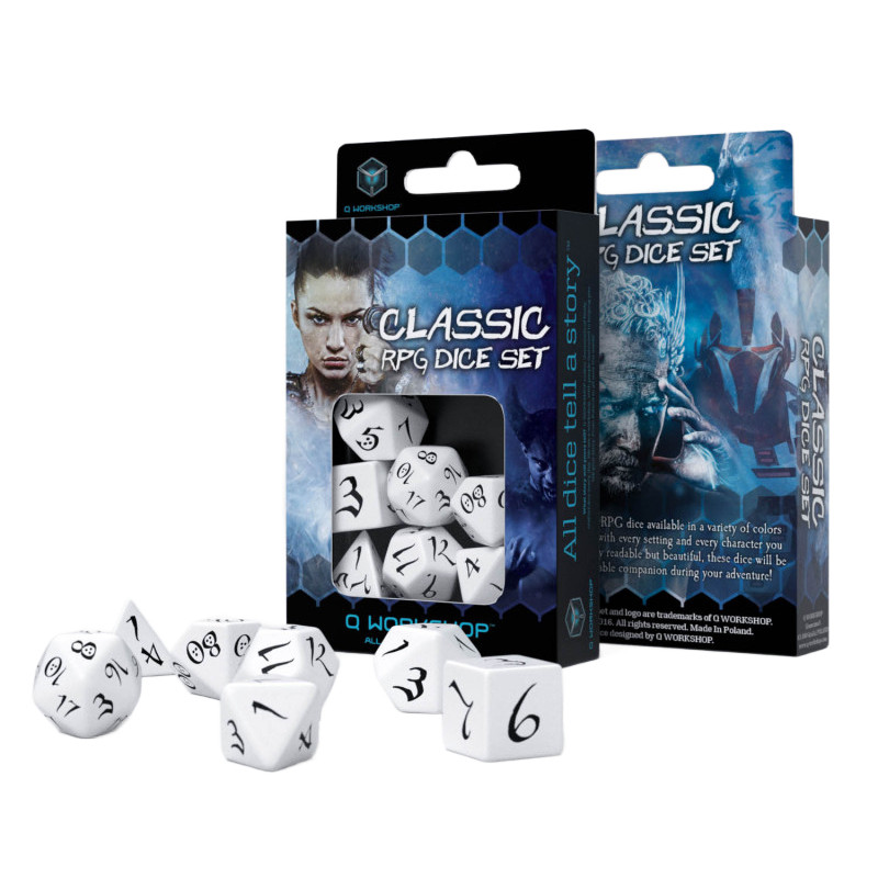 Σετ Ζάρια! classic rpg dice set white & black