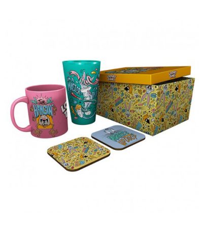 looneytunes gift set κούπα ποτήρι σουβέρ & συλλεκτικό κουτί