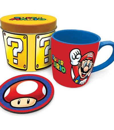 super mario mug and coaster tin gift set