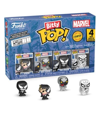 funko bitty pop! marvel venom, anti venom, she venom & limited chase (4pack)