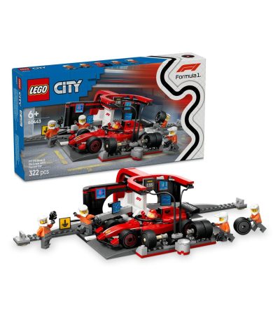 lego city 60443 f1 pit stop & pit crew with ferrari car 322pcs
