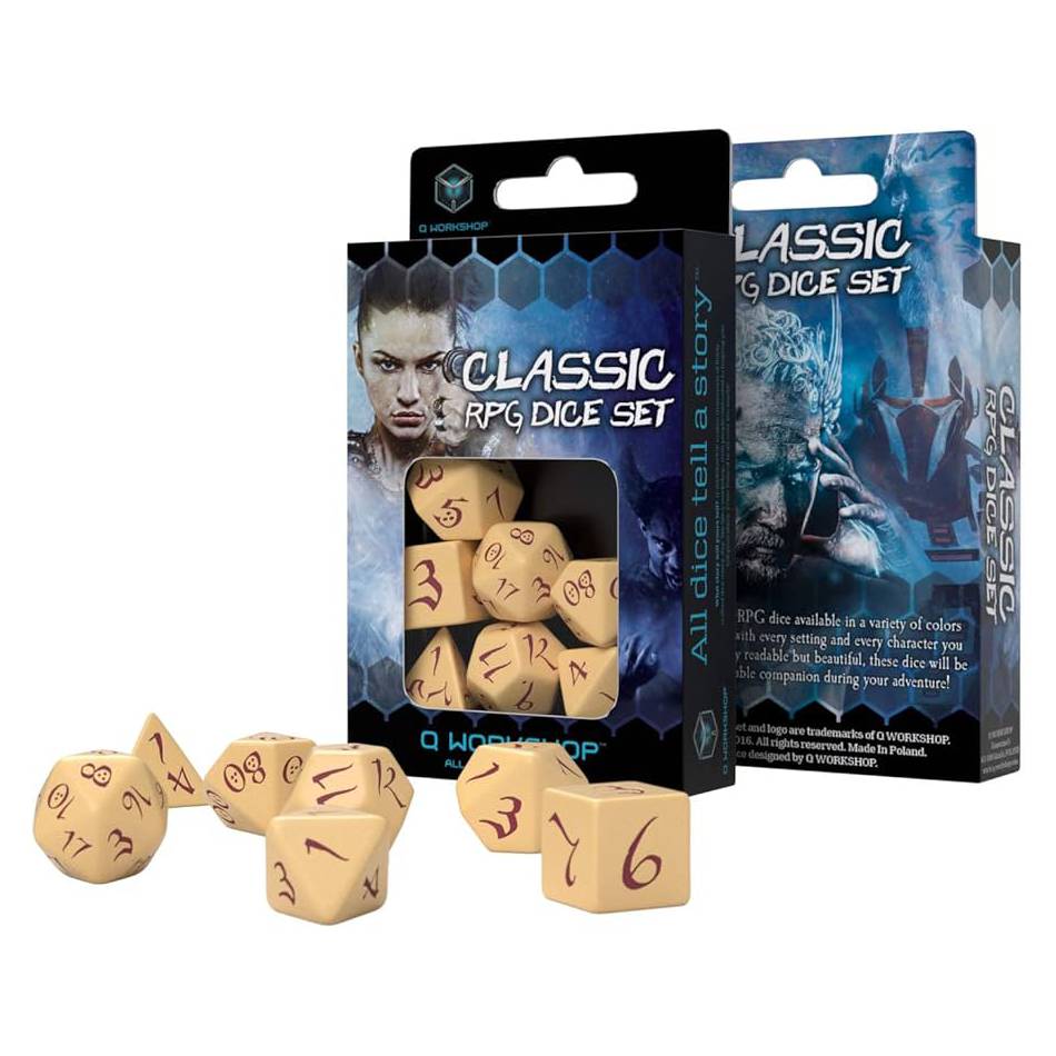classic rpg dice set beige & burgundy classic rpg dice set beige & burgundy