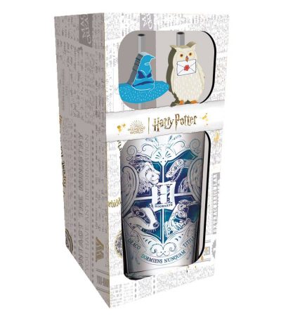 harry potter glass tumbler with straws hogwarts 485 ml