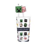 minecraft glass tumbler with twin straw set 480 ml1