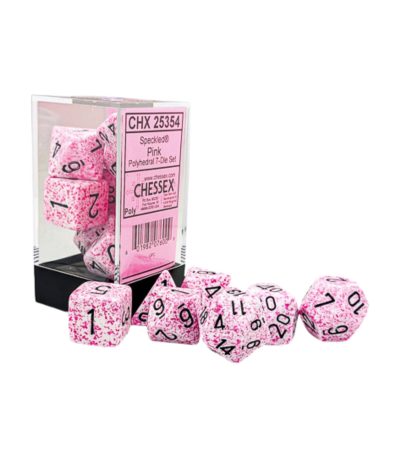 chessex polyhedral 7 die set speckled pink